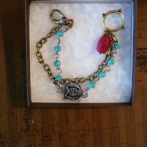 Bracelet, Double Strand, 7", Gold & Silver